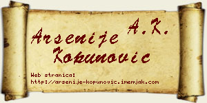 Arsenije Kopunović vizit kartica